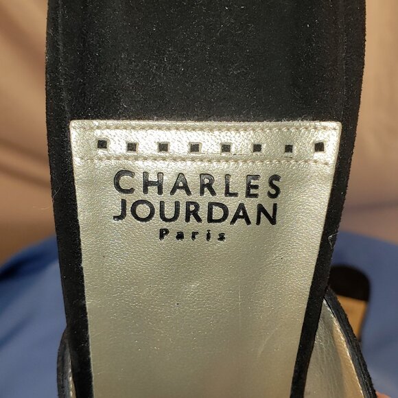 Charles Jourdan Black Suede Mules with Jeweled Accent Size 10B - Picture 7 of 8